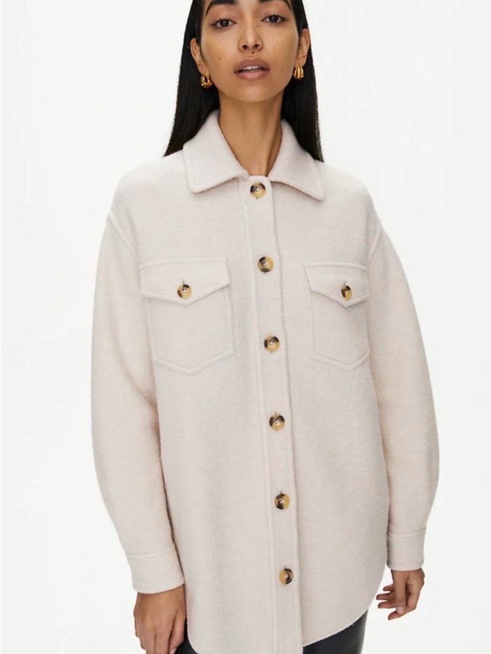 Wilfred GANNA Wool Cream Button-Front Utility Shacket